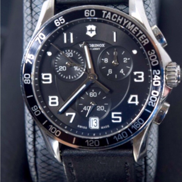 Victorinox Mens Swiss Army Watch Chrono TACHYMETER Stopwatch & Measures Speed - Picture 1 of 3